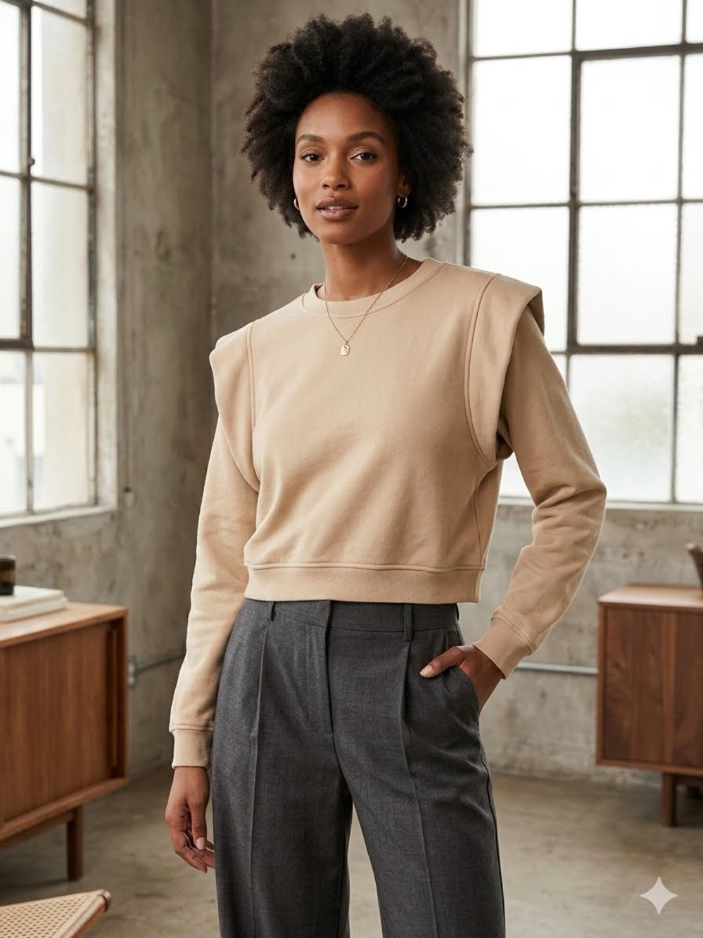 Cropped crewneck